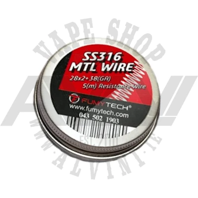MTL Fused Clapton Wire SS316L 28x2+38 ga 5 M - MTL Clapton SS316L MTL Fused Clapton Wire SS316L 28x2+38 ga 5 M - Wire & Wicks