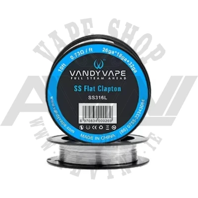 SS Flat Clapton SS316L Wire 26x18+32GA - SS Flat Clapton Wire SS Flat Clapton SS316L Wire 26x18+32GA - Wire & Wicks