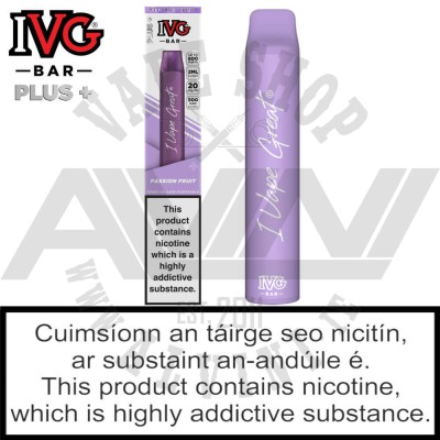 Passion Fruit - IVG Plus Bar - IVG Passion Fruit Passion Fruit - IVG Plus Bar - IVG Disposable Vape Bar