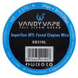 MTL Superfine Fused Clapton Wire SS316L 30x2+38 ga 10ft MTL Superfine Fused Clapton Wire SS316L 30x2+38 ga 10ft
