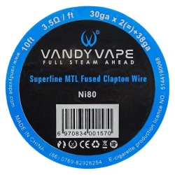 MTL Superfine Fused Clapton Wire Ni80 30x2+38 ga 10ft MTL Superfine Fused Clapton Wire Ni80 30x2+38 ga 10ft