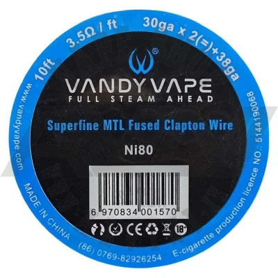 MTL Superfine Fused Clapton Wire Ni80 30x2+38 ga 10ft - Vandy MTL Ni80 Fused Clapton MTL Superfine Fused Clapton Wire Ni80 30x2+38 ga 10ft - Wire & Wicks